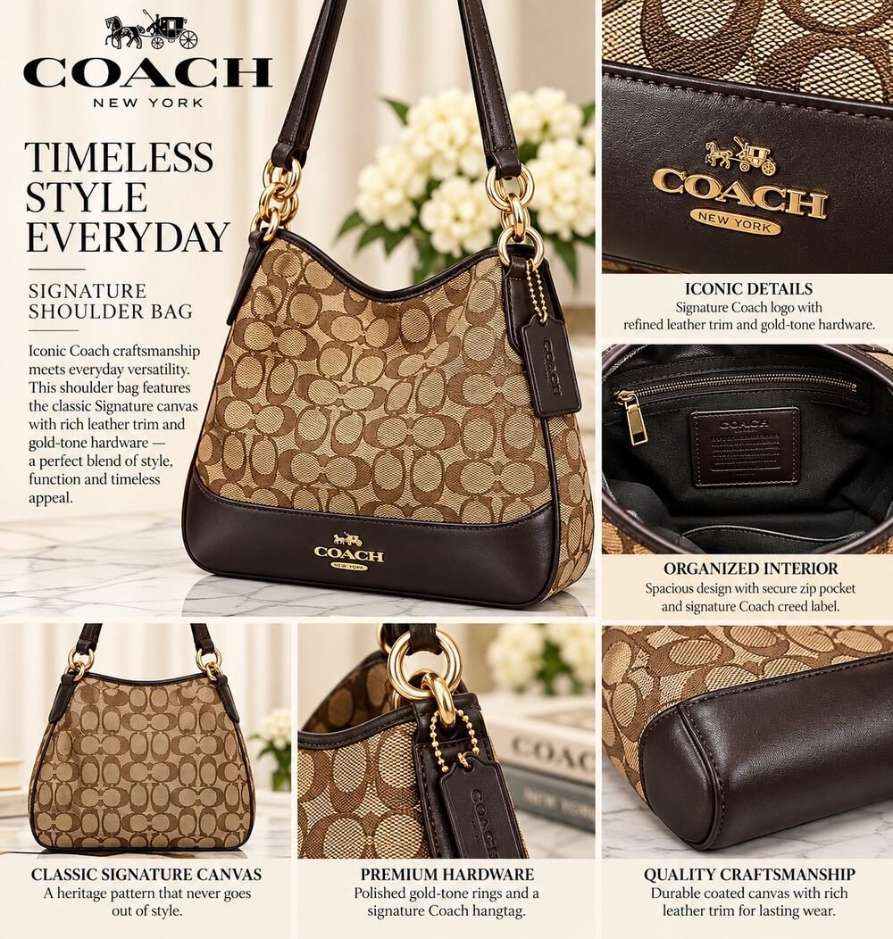 Coach Edie Shoulder Bag 31*Signature Canvas & Leather
